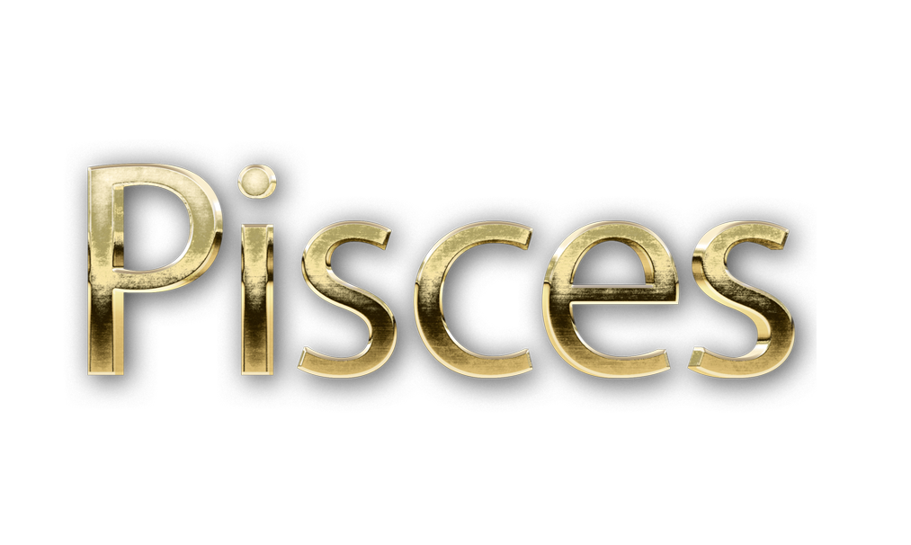 zodiac sign word PISCES golden 3D text typography PNG images free